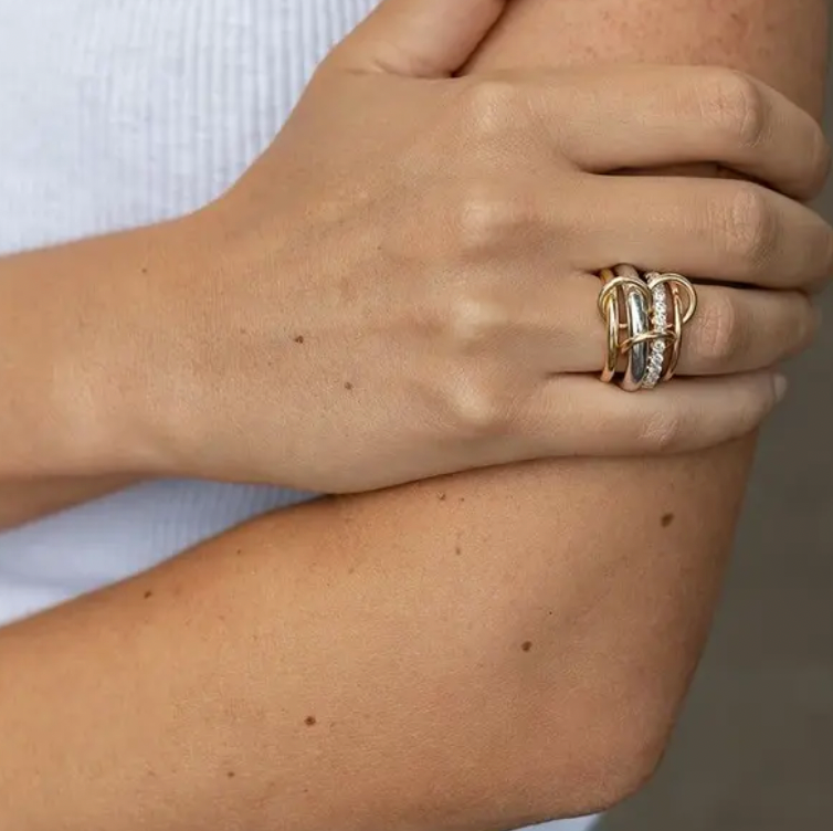 Gold Interlocked Stackable Rings