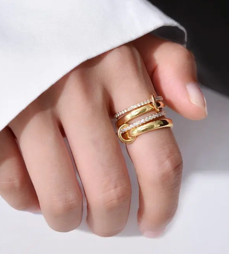 Gold Interlocked Stackable Rings