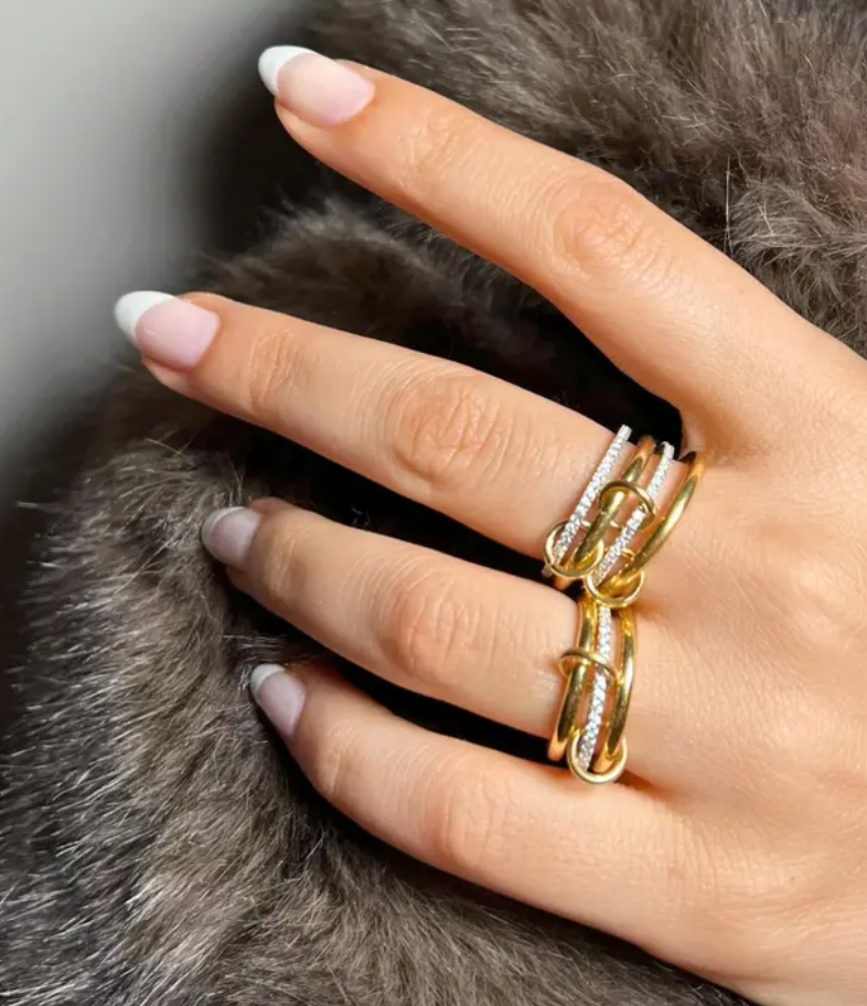 Gold Interlocked Stackable Rings
